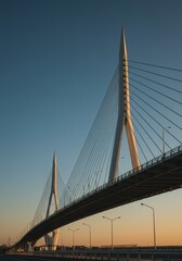 Obraz premium Modern cable-stayed bridge at sunset