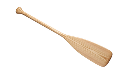Isolated on transparent background, a wooden canoe paddle with a smooth finish, perfect for recreational boating and water sports
