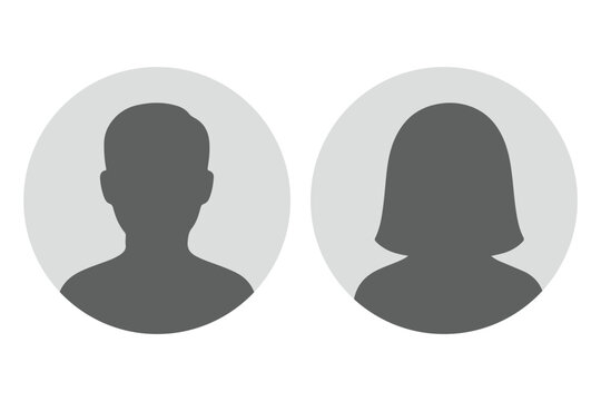 Default avatar profile icon. Gray placeholder. Man and woman