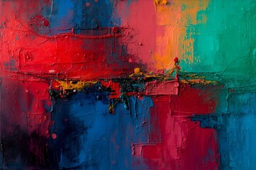 Fototapeta premium Vibrant Abstract Expressionist Painting with Bold Color Strokes and Texture