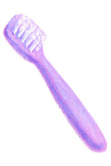 Lilac toothbrush hand drawn oil pastel style illustration PNG transparent background