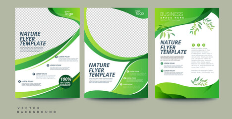 Green eco flyer, poster, brochure, magazine, annual report, booklet, cover banner template. Modern...