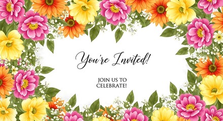 Colorful Floral Frame Invitation for a Special Celebration.