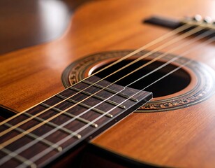 Acoustic Guitar Close-up, Indoor Setting