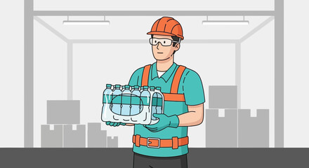 Warehouse Professional Proudly Displays Bottled Water Case, Offering Refreshment Solutions