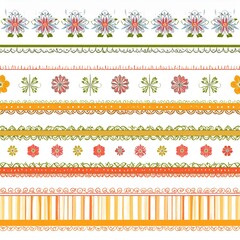 Whimsical Collection of HandPainted Floral and Striped Decorative Borders.