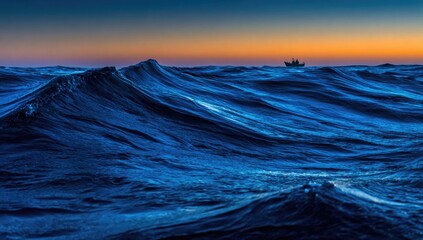 Majestic waves of the ocean at dawn.