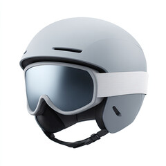 Naklejka premium Sleek gray ski helmet with reflective goggles for winter sports