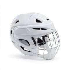 Fototapeta premium White sports helmet with protective metal face cage for safety