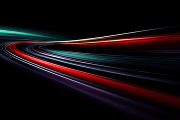 Abstract curves of light trails on black background