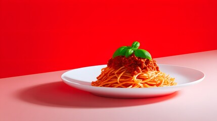Spaghetti Bolognese with Red and White Contrast