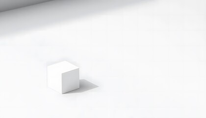 Fototapeta premium Simple white cube isolated on a clean seamless white surface with soft shadows