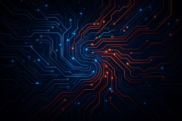 Swirling Neon Circuit Network