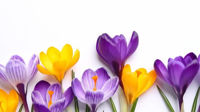Crocus blossoms on white background