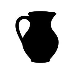 Clay jug silhouette vector flat illustration on white background.