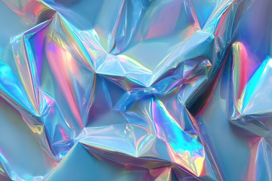 Abstract iridescent crumpled fabric