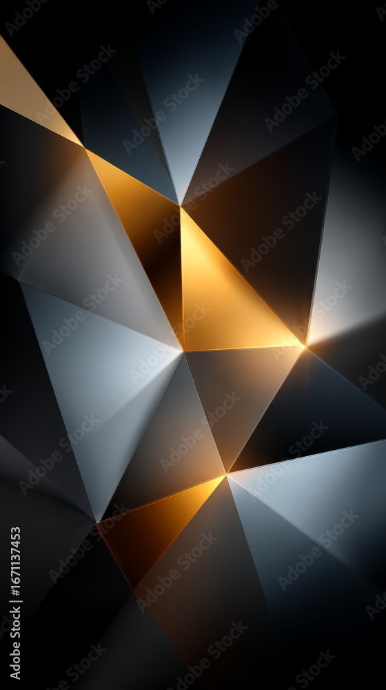 Poster abstract triangular background with light effects, modern design for websites, presentations, and di