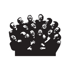 laughing group vector silhouette clip art logo design illustration