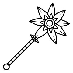  wand flower-line-art-flower vector -on-white