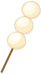 Japanese Dango Rice Dumplings on Wooden Skewer Illustration
