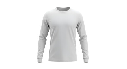 A plain white long-sleeved t-shirt is displayed on a white background.