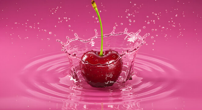 Wallpaper background of cherry falling on water