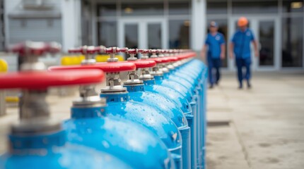 A blue glass on a restaurant table has a single water drop on it with a red drink nearby.
