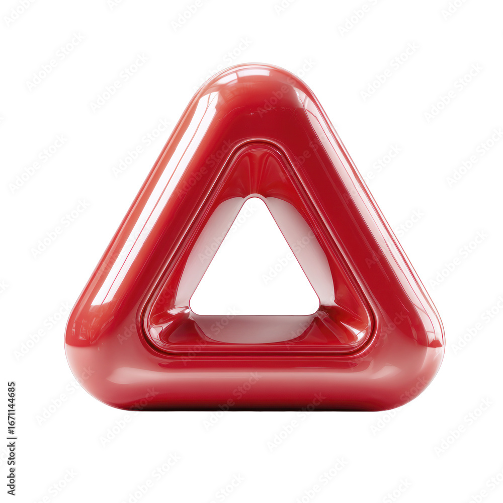 Poster a glossy red abstract geometric shape with rounded edges against a transparent background