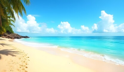 Minimalist Beach Scene &ndash; Calm Ocean and Clean Horizon