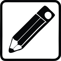 Classic black and white pencil icon for writing drawing and editing simple graphic symbol