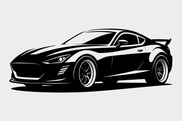 Naklejka premium Black sports car isolated on white background in a sleek luxury design