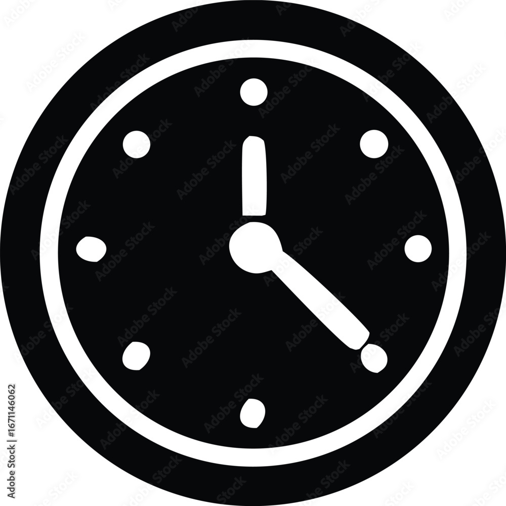 Aufkleber classic analogue clock icon featuring hands indicating around 4 o'clock with bold circular design an