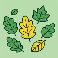 Cute Autumn and Fall Leaves Vector Set
