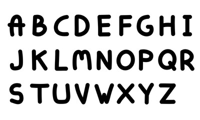 Playful HandDrawn Uppercase Alphabet with Bold Rounded Black Letters.
