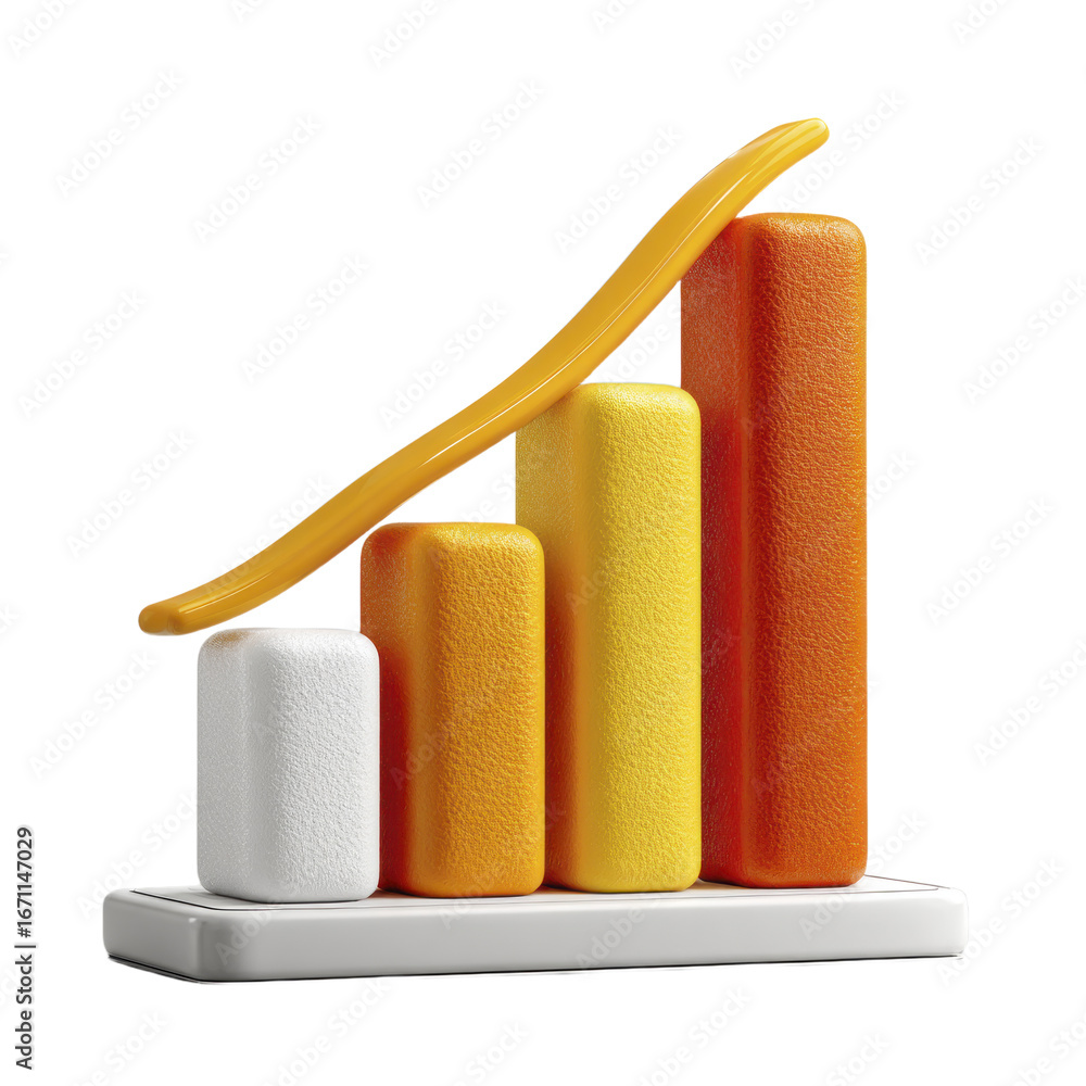 Aufkleber textured bar graph with upward trend line on white base bar chart statistics