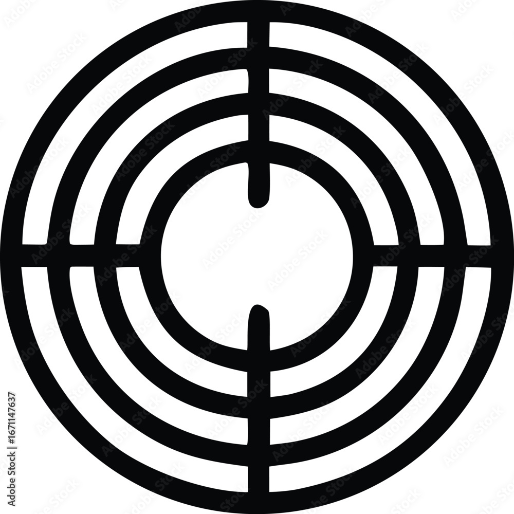 Poster abstract circular target design with concentric rings and crosshairs for precision targeting and foc