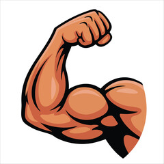 strong flexed biceps muscle emoji vector isolated illustration on white background