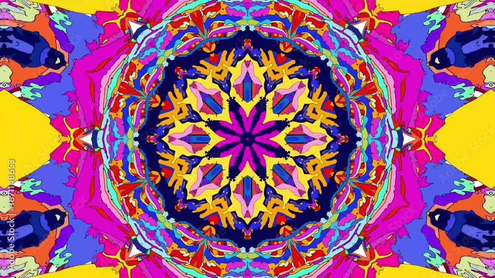 Poster abstract colorful kaleidoscope psychedelic background with circles