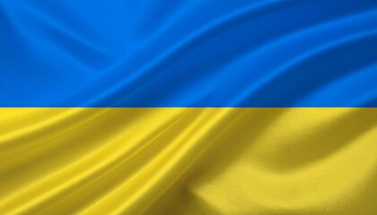 Ukrainian national flag with blue and yellow horizontal bands, symbolizing the sky and wheat fields, reflecting national pride and agricultural heritage.