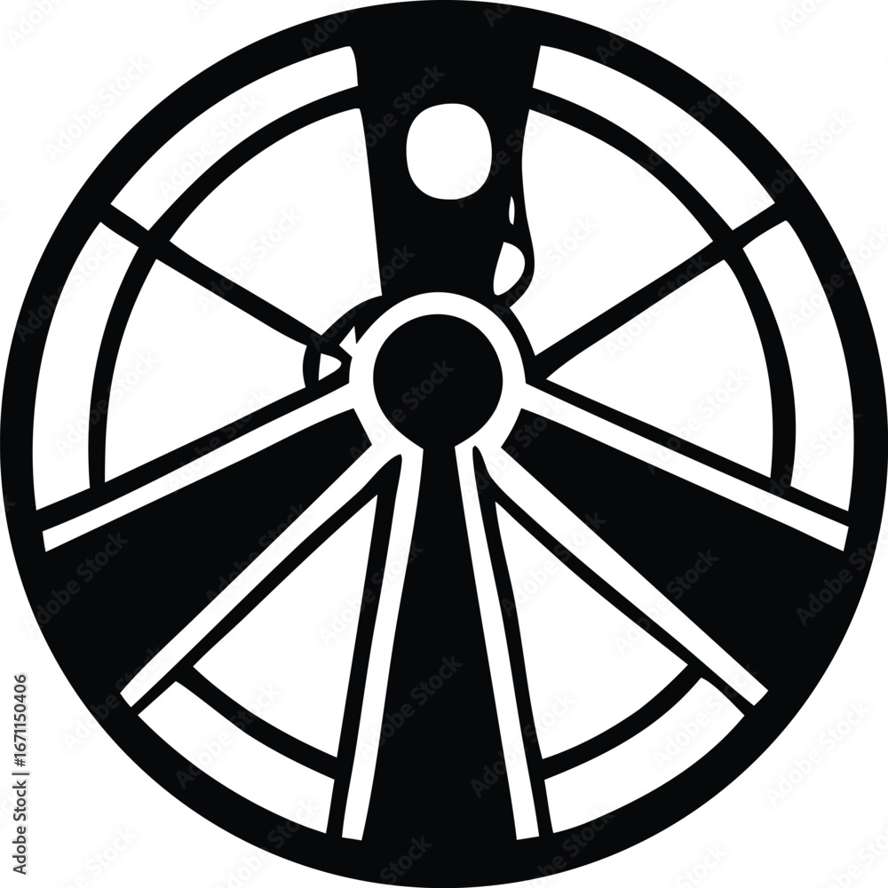Aufkleber abstract circular design with radial spokes and central element emblematic of technology or science 