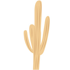 Yellow cactus plant illustration with tall stems, desert style, minimal flat design, isolated on white background.