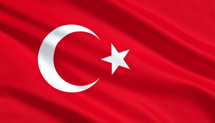 Obraz premium Turkish national flag with red background, white crescent open to the right, and five-pointed star, symbolizing identity and sovereignty.