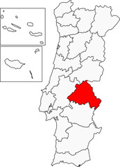A detailed map of Portugal highlighting the Portalegre district. An excellent resource for regional studies, travel blogs, or historical projects.

