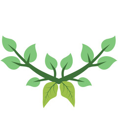 Illustration of branching green leaves, flat style design element for nature, eco, and botanical decorative themes.
