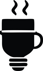 Creative light bulb coffee cup icon symbolizing bright ideas and warm beverages perfect for cafes and branding