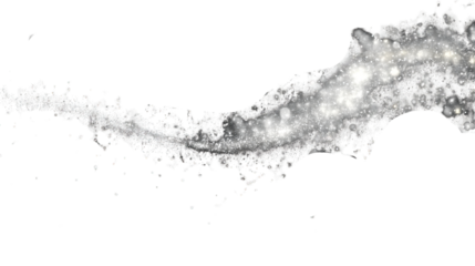"Shimmering Silver Dust Wave with Sparkles on White Background"