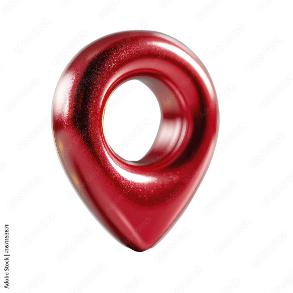 Aufkleber shiny red metallic 3d map marker pin location icon with subtle sparkles