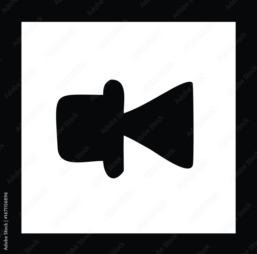 Poster simple black silhouette of a speaker icon with a cone shape on a square