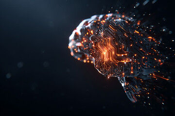 Artificial intelligence brain processing data with futuristic circuitry
