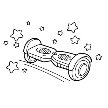 Black and White Hoverboard with Stars Illustration